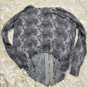 Gray Snake Print Sweater with Zipper
